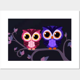 Kawaii Owls Posters and Art